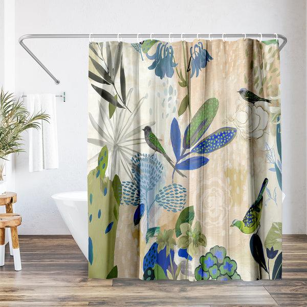 Americanflat 71x74 Abstract Shower Curtain With 12 Metal Grommets | Botanical Desig – Americanflat Blue