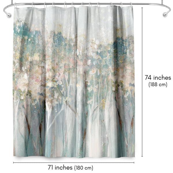 Americanflat 71x74 Abstract Shower Curtain With 12 Metal Grommets | Soft Blue And W – Americanflat