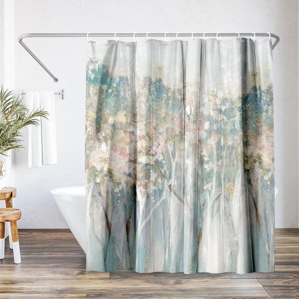 americanflat 71x74 Abstract Shower Curtain with 12 Metal Grommets | Soft Blue and W – Americanflat