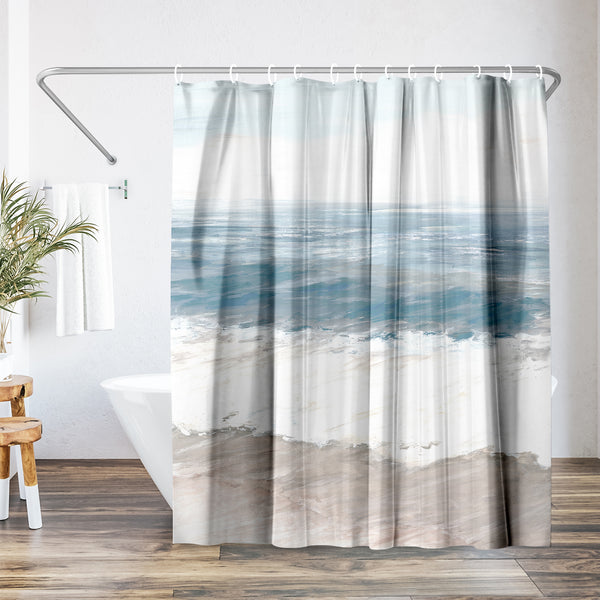 americanflat 71x74 Abstract Shower Curtain with 12 Metal Grommets | Warm Waves – Americanflat
