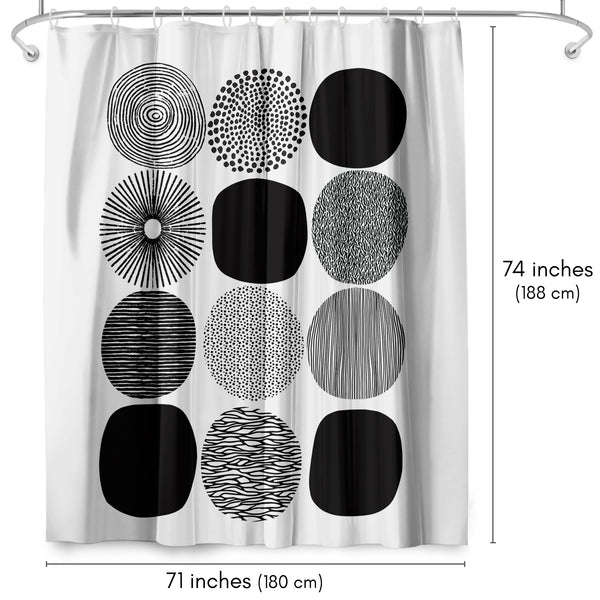 Americanflat 71x74 Abstract Shower Curtain With 12 Metal Grommets | Black Circles – Americanflat