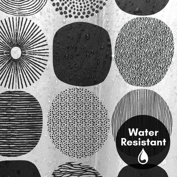Americanflat 71x74 Abstract Shower Curtain With 12 Metal Grommets | Black Circles – Americanflat