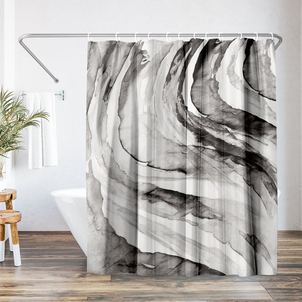 Americanflat 71x74 Abstract Shower Curtain With 12 Metal Grommets | Swirl Design – Americanflat Red