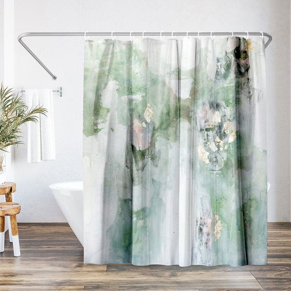 americanflat 71x74 Abstract Shower Curtain with 12 Metal Grommets | Green Modern De – Americanflat