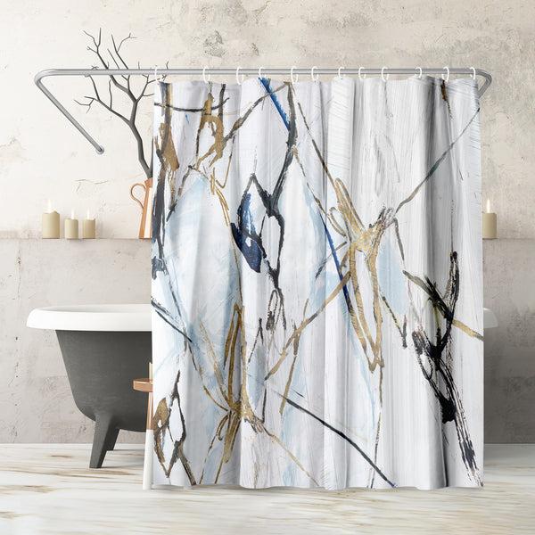 americanflat 71x74 Abstract Shower Curtain with 12 Metal Grommets | Moonstruck – Americanflat