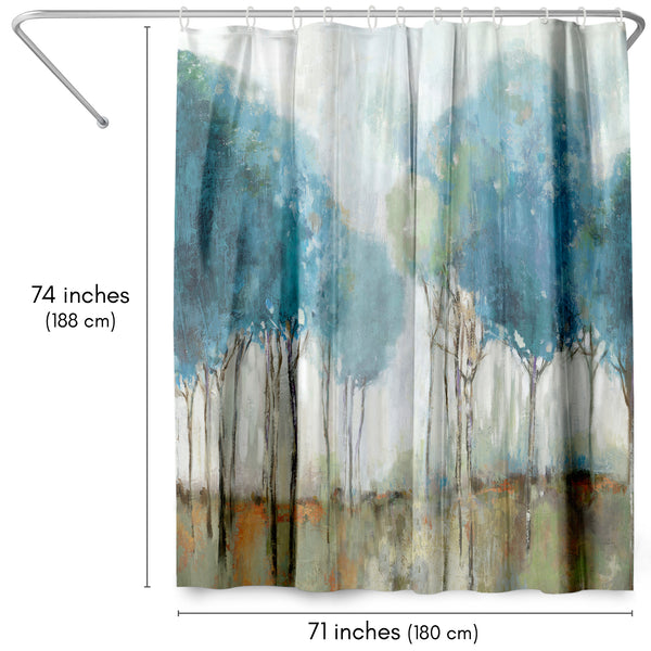 Americanflat 71x74 Abstract Shower Curtain With 12 Metal Grommets | Misty Meadow – Americanflat