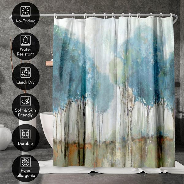 Americanflat 71x74 Abstract Shower Curtain With 12 Metal Grommets | Misty Meadow – Americanflat