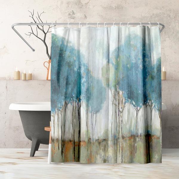 americanflat 71x74 Abstract Shower Curtain with 12 Metal Grommets | Misty Meadow – Americanflat