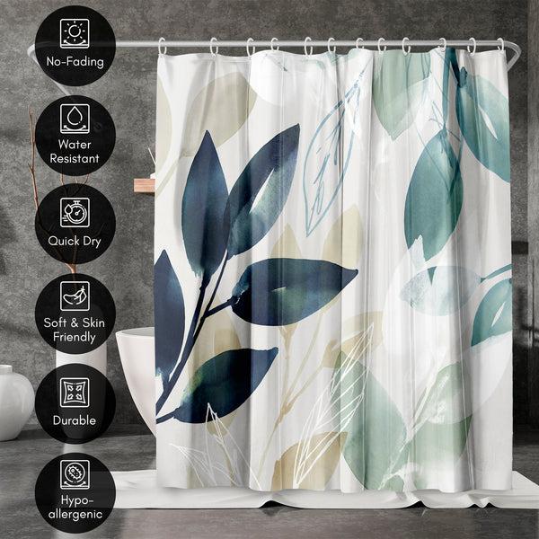 Americanflat 71x74 Abstract Shower Curtain With 12 Metal Grommets | Green Botanical – Americanflat
