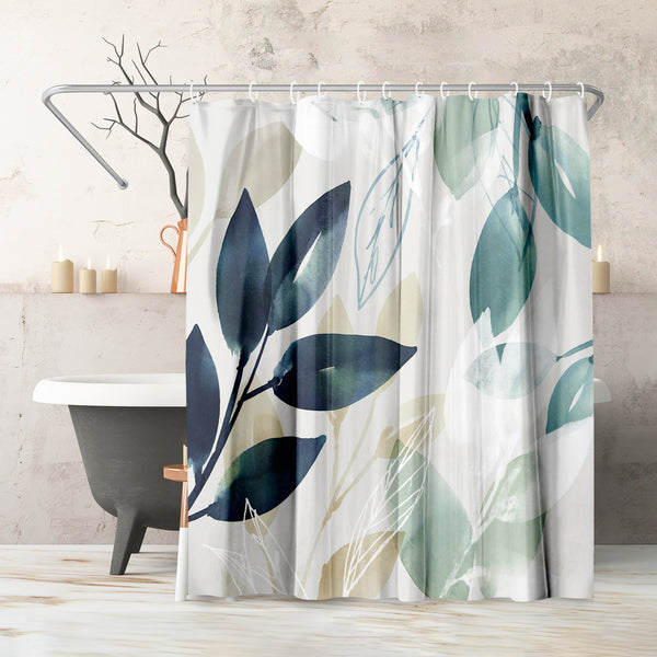 americanflat 71x74 Abstract Shower Curtain with 12 Metal Grommets | Green Botanical – Americanflat