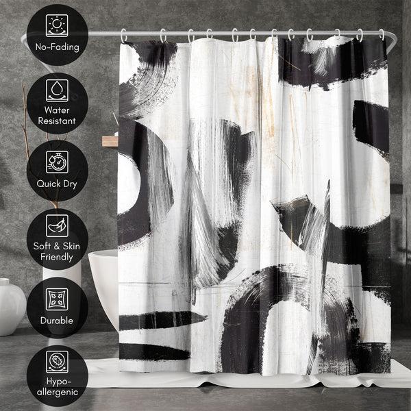 Americanflat 71x74 Abstract Shower Curtain With 12 Metal Grommets | Monochrome – Americanflat
