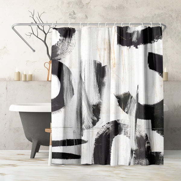 americanflat 71x74 Abstract Shower Curtain with 12 Metal Grommets | Monochrome – Americanflat