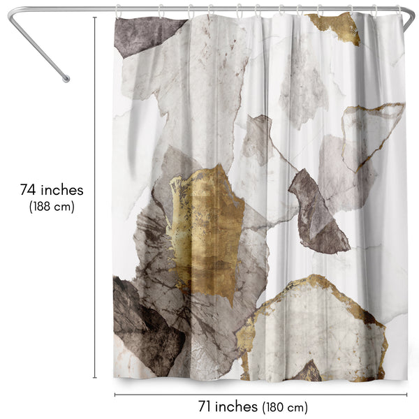 Americanflat 71x74 Abstract Shower Curtain With 12 Metal Grommets | White And Gold – Americanflat