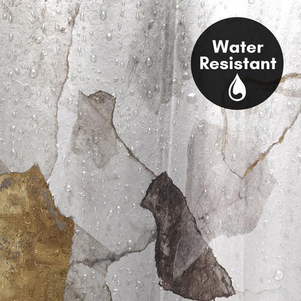 Americanflat 71x74 Abstract Shower Curtain With 12 Metal Grommets | White And Gold – Americanflat