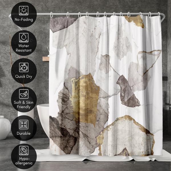Americanflat 71x74 Abstract Shower Curtain With 12 Metal Grommets | White And Gold – Americanflat