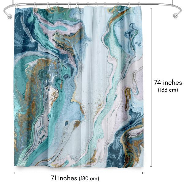 Americanflat 71x74 Blue Marble Shower Curtain With 12 Metal Grommets – Americanflat