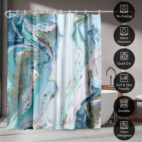 Americanflat 71x74 Blue Marble Shower Curtain With 12 Metal Grommets – Americanflat