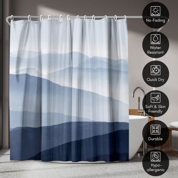Americanflat 71x74 Blue Mountain Shower Curtain With 12 Metal Grommets – Americanflat
