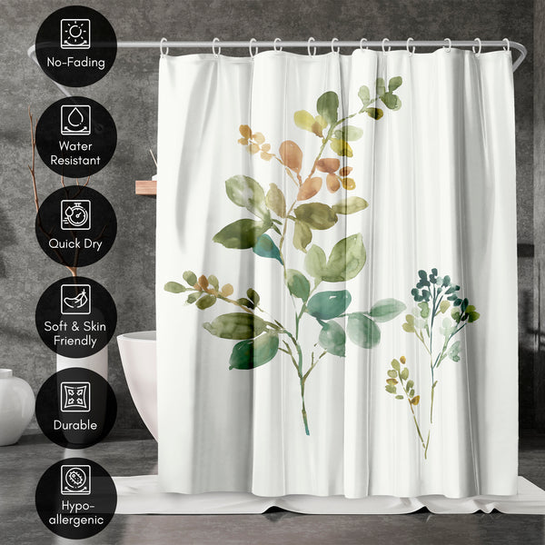 Americanflat 71x74 Boho Shower Curtain With 12 Metal Grommets | Botanical Design – Americanflat