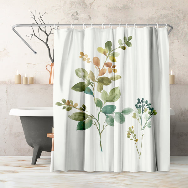 americanflat 71x74 Boho Shower Curtain with 12 Metal Grommets | Botanical Design – Americanflat