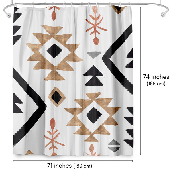 Americanflat 71x74 Boho Shower Curtain With 12 Metal Grommets | Geometric Design – Americanflat Black