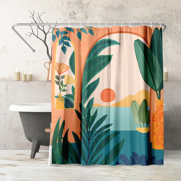 americanflat 71x74 Boho Shower Curtain with 12 Metal Grommets | Ocean View – Americanflat