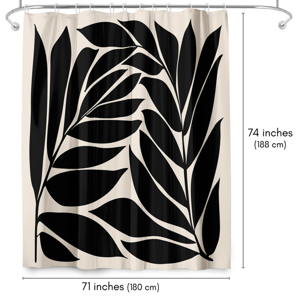 Americanflat 71x74 Botanical Shower Curtain With 12 Metal Grommets | Black Seagrass – Americanflat