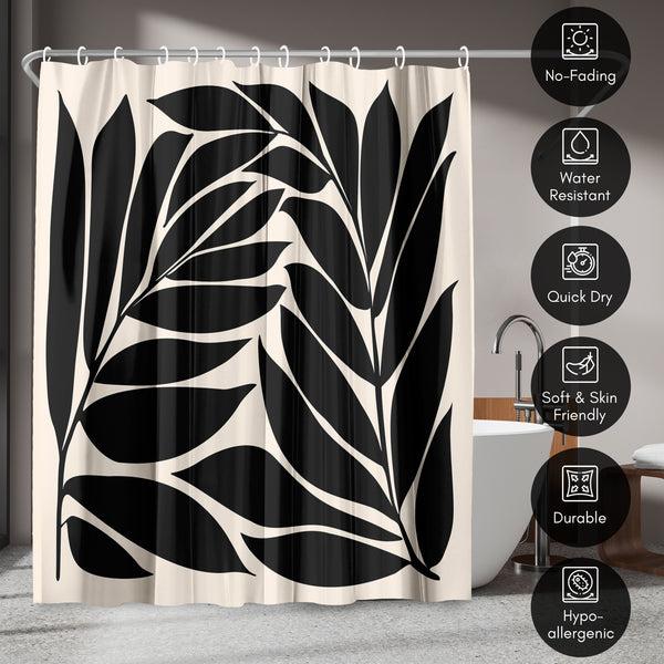 Americanflat 71x74 Botanical Shower Curtain With 12 Metal Grommets | Black Seagrass – Americanflat
