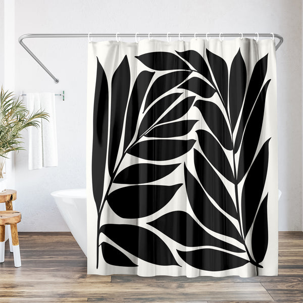americanflat 71x74 Botanical Shower Curtain with 12 Metal Grommets | Black Seagrass – Americanflat