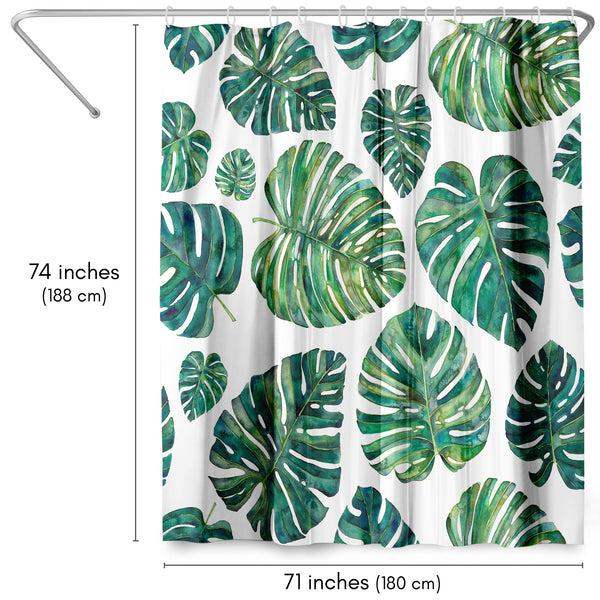 Americanflat 71x74 Botanical Shower Curtain With 12 Metal Grommets | Tropical Leave – Americanflat Green