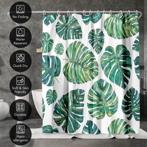Americanflat 71x74 Botanical Shower Curtain With 12 Metal Grommets | Tropical Leave – Americanflat Green