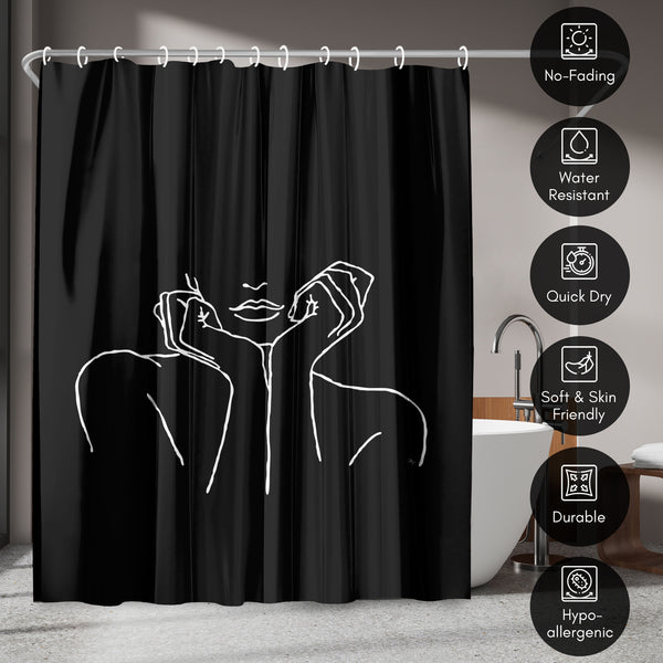 Americanflat 71x74 Decorative Shower Curtain With 12 Metal Grommets | Black – Americanflat