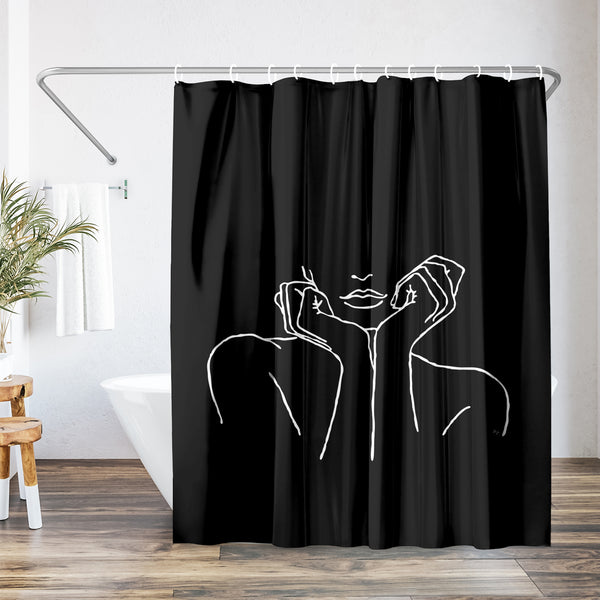 americanflat 71x74 Decorative Shower Curtain with 12 Metal Grommets | Black – Americanflat