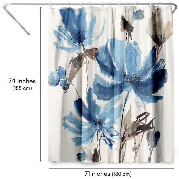 Americanflat 71x74 Floral Shower Curtain With 12 Metal Grommets | Blissful Blue – Americanflat