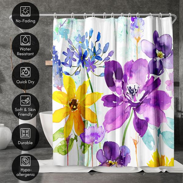 Americanflat 71x74 Floral Shower Curtain With 12 Metal Grommets | Vibrant Design – Americanflat