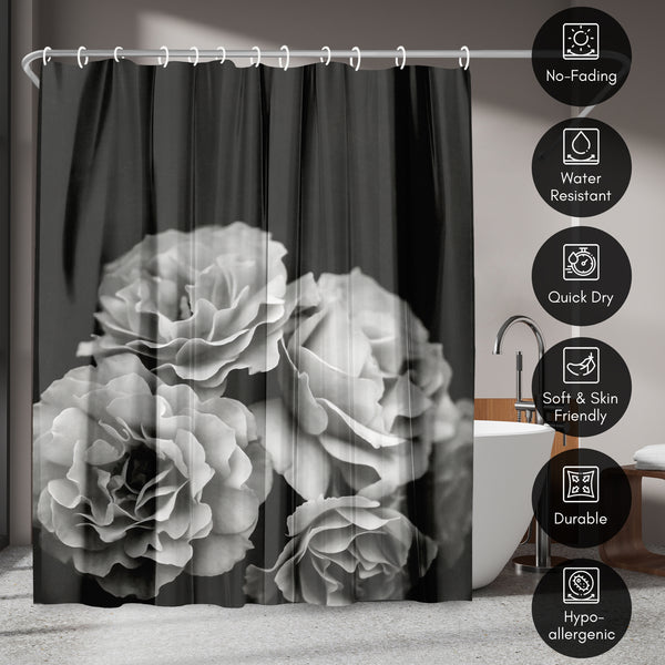 Americanflat 71x74 Floral Shower Curtain With 12 Metal Grommets | Moody Roses – Americanflat