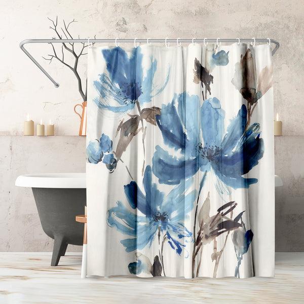 americanflat 71x74 Floral Shower Curtain with 12 Metal Grommets | Blissful Blue – Americanflat americanflat 71x74 Floral Shower Curtain with 12 Metal Grommets | Blissful Blue – Americanflat