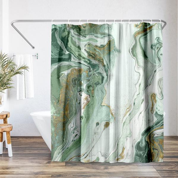 americanflat 71x74 Marble Shower Curtain with 12 Metal Grommets – Americanflat Green