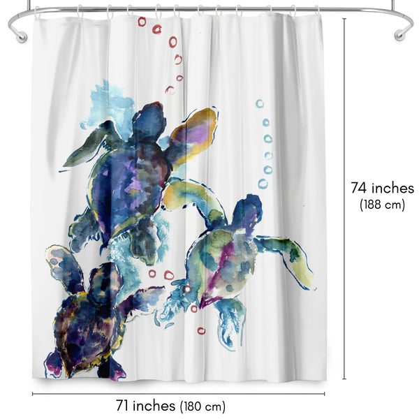 Americanflat 71x74 Sea Turtle Shower Curtain With 12 Metal Grommets – Americanflat White
