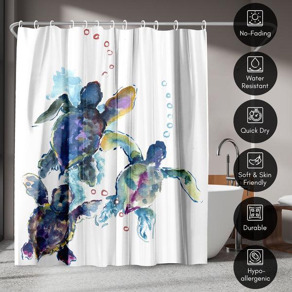 Americanflat 71x74 Sea Turtle Shower Curtain With 12 Metal Grommets – Americanflat White