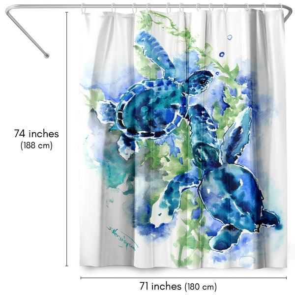 Americanflat 71x74 Sea Turtle Shower Curtain With 12 Metal Grommets | Blue – Americanflat