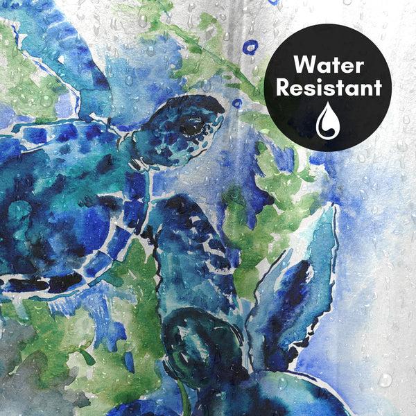 Americanflat 71x74 Sea Turtle Shower Curtain With 12 Metal Grommets | Blue – Americanflat