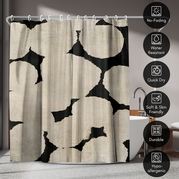 Americanflat 71x74 Shower Curtain With 12 Metal Grommets | Beige And Black – Americanflat