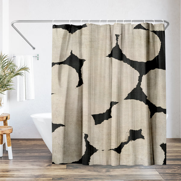 americanflat 71x74 Shower Curtain with 12 Metal Grommets | Beige and Black – Americanflat