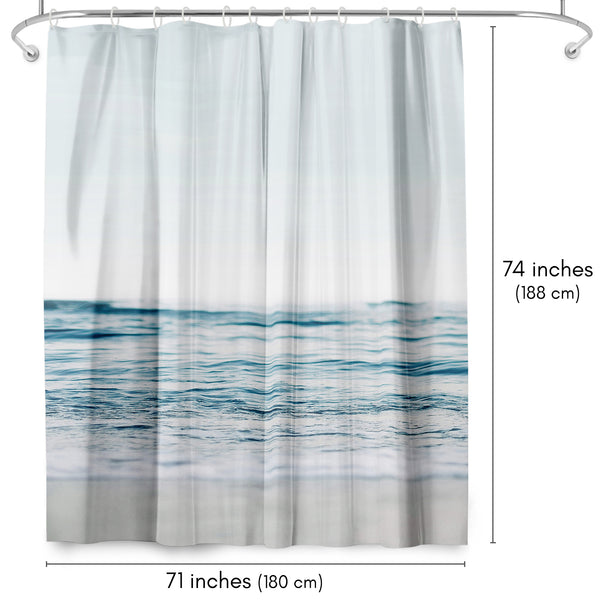 Americanflat 71x74 Shower Curtain With 12 Metal Grommets | Blue Wave And Sand – Americanflat