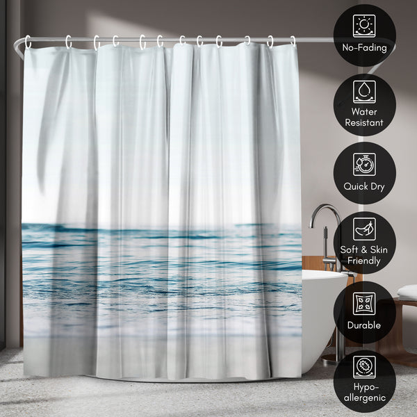 Americanflat 71x74 Shower Curtain With 12 Metal Grommets | Blue Wave And Sand – Americanflat