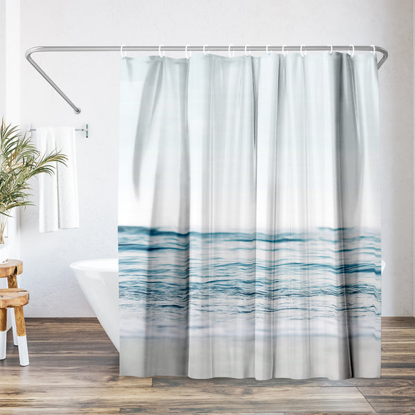 americanflat 71x74 Shower Curtain with 12 Metal Grommets | Blue Wave and Sand – Americanflat