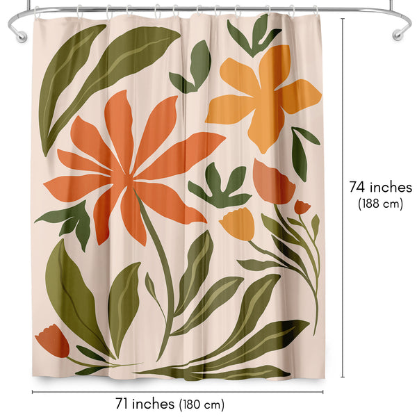 Americanflat 71x74 Shower Curtain With 12 Metal Grommets | Bold Floral Design – Americanflat
