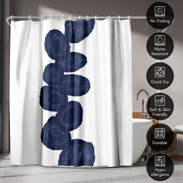 Americanflat 71x74 Shower Curtain With 12 Metal Grommets | Deep Navy And White – Americanflat