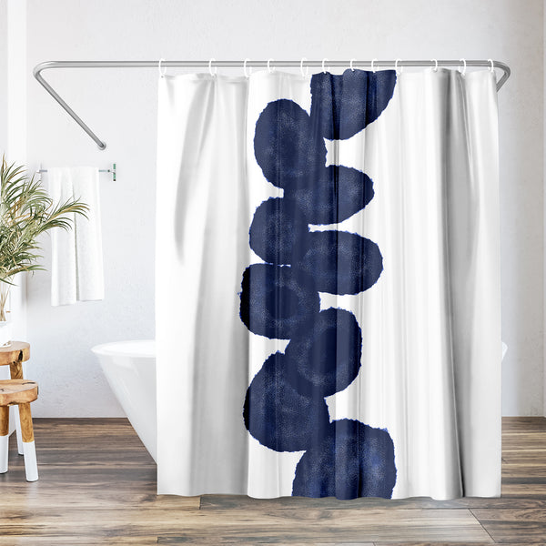 americanflat 71x74 Shower Curtain with 12 Metal Grommets | Deep Navy and White – Americanflat